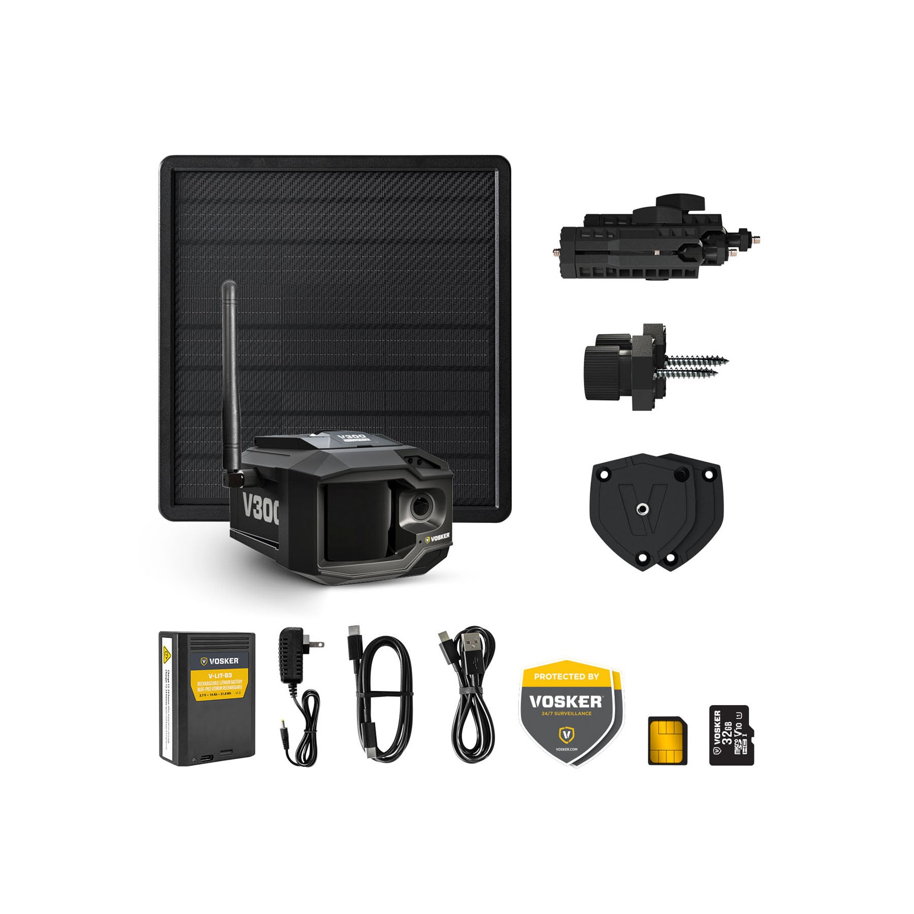 Vosker V300 Ultimate Solar 4G LTE Überwachungskamera Full HD Set