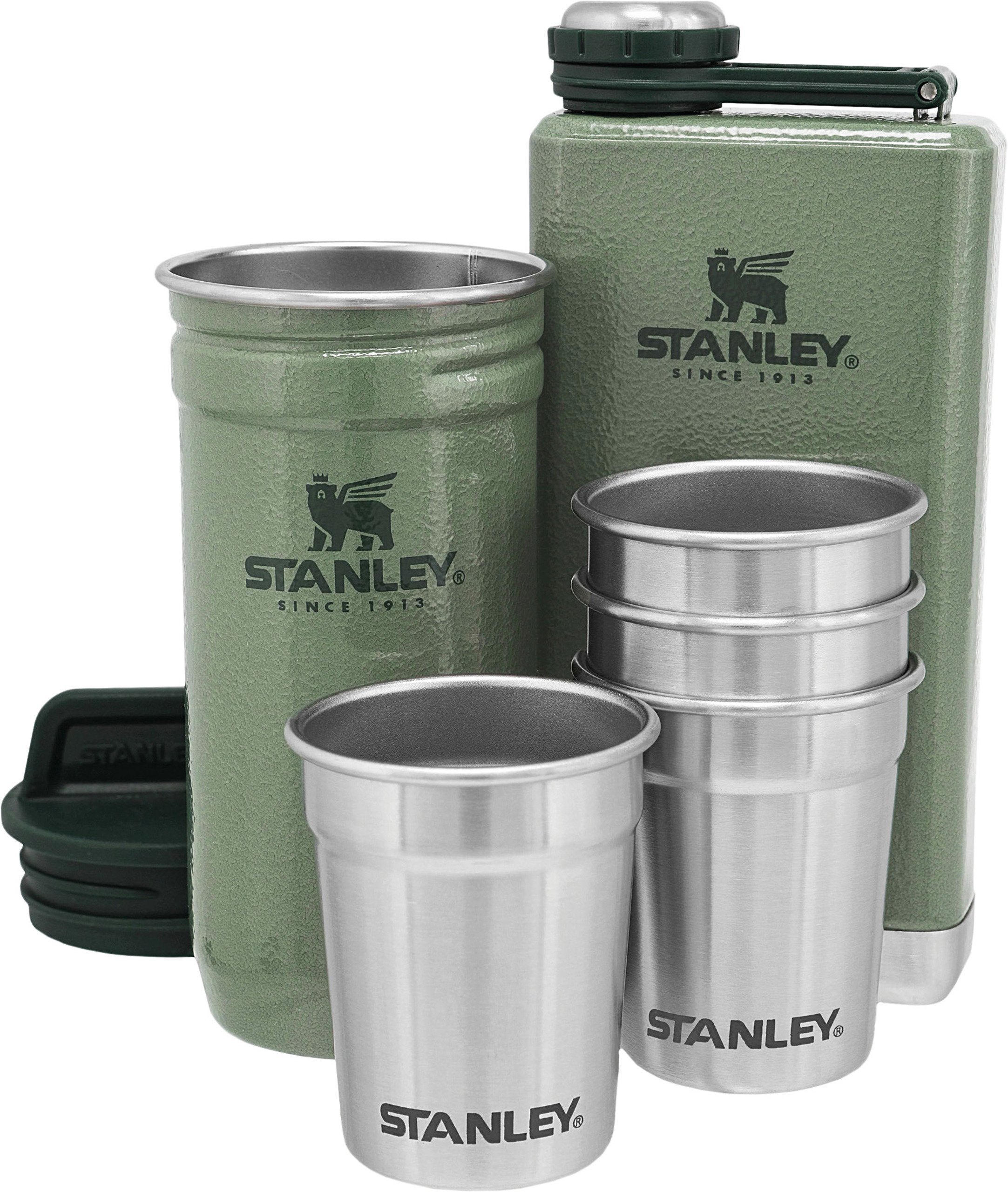 Stanley Adventure Edelstahl Geschenkset: Robuste Taschenflasche & 4 Becher für Outdoor