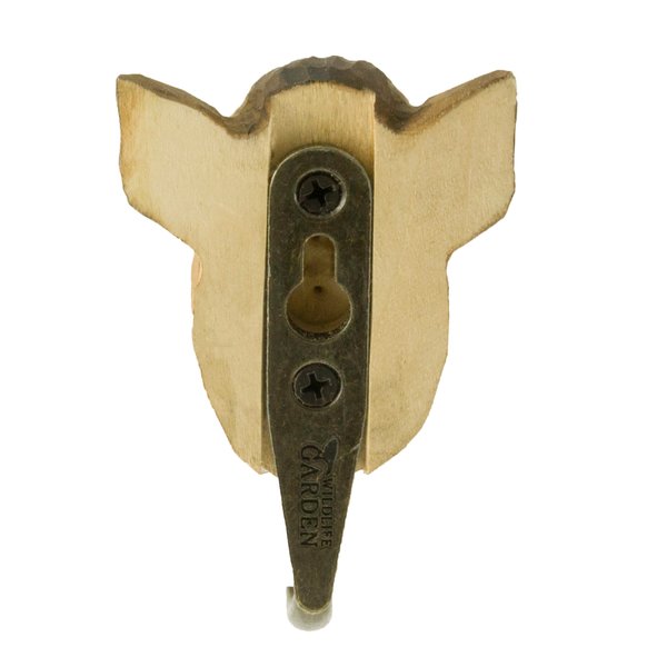 Dekorativer Wildschwein Wandhaken aus Metall und Holz, handgeschnitzt und handbemalt