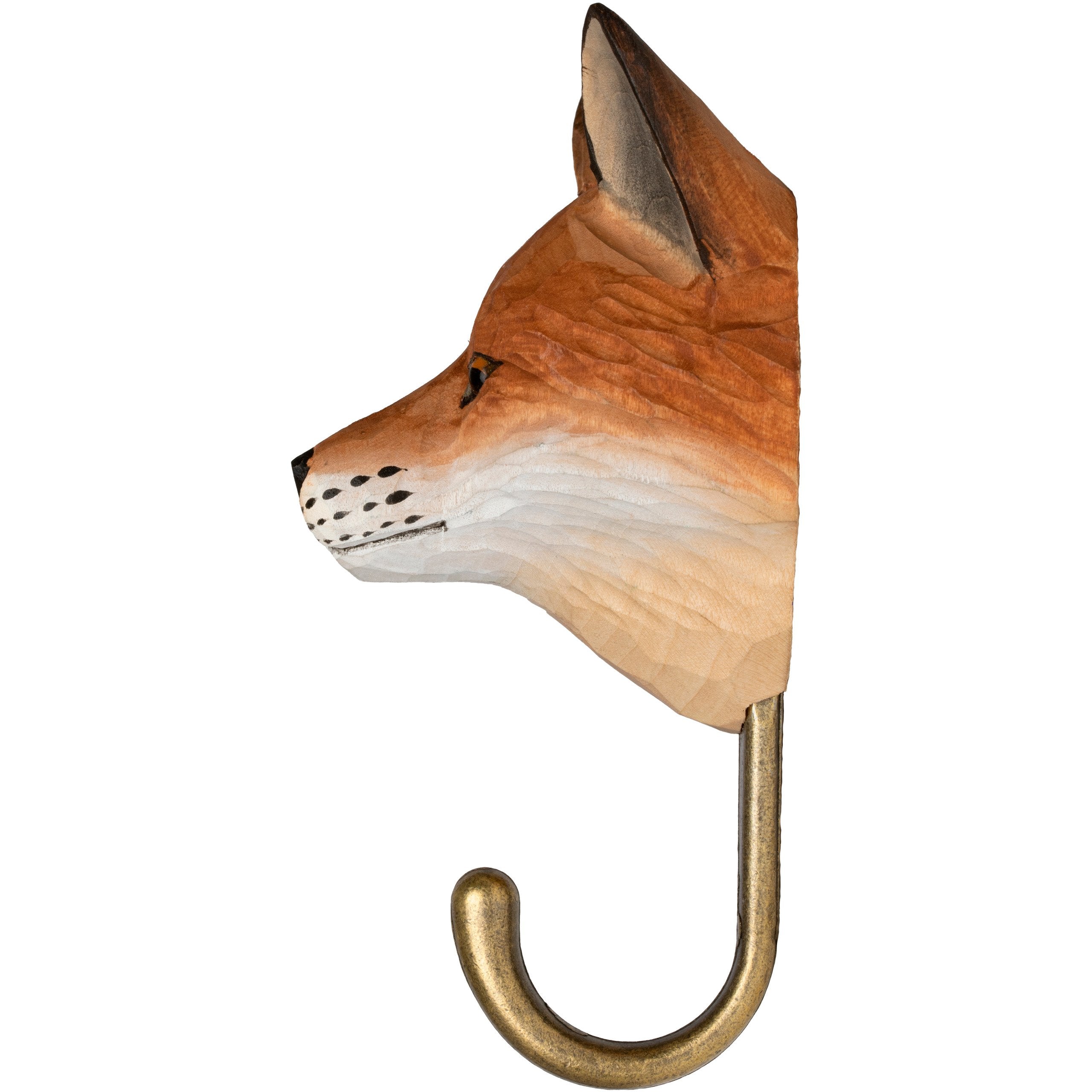 Wandhaken Fuchs: Handgeschnitztes Holz, Robustes Metall, Handbemalt, Dekorativer Blickfang