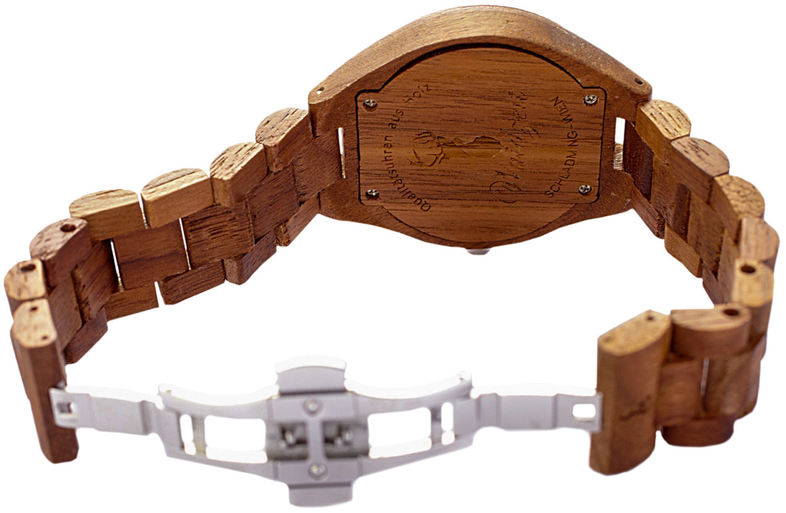 Waidzeit Herrenuhr Gams Platzhirsch: Elegante Walnussholz Uhr, Miyota-Werk, Holzarmband, Butterfly-Verschluss