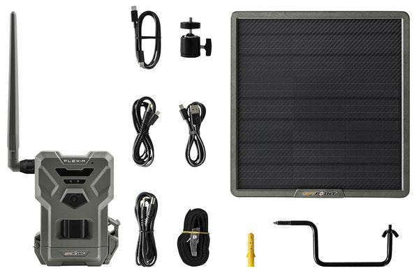 Spypoint Flex-M Wildkamera Set mit Solarpanel: 28MP, 720p Video, Mobilfunk