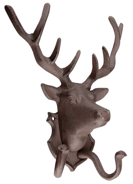 Dekorativer Gusseisen Hirschkopf Wandhaken – Rustikaler Doppel Kleiderhaken