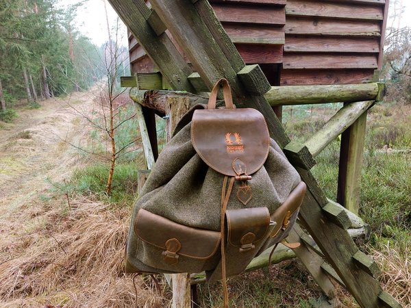Nordforest Hunting Jagdrucksack Wollfilz 20L - Leiser, Robuster Wanderrucksack mit Lederdetails