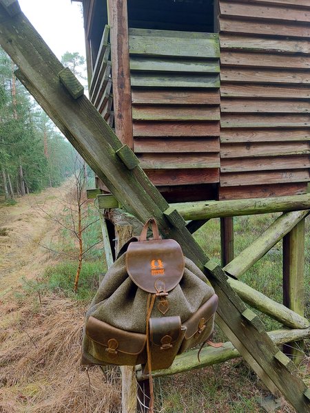 Nordforest Hunting Jagdrucksack Wollfilz 20L - Leiser, Robuster Wanderrucksack mit Lederdetails