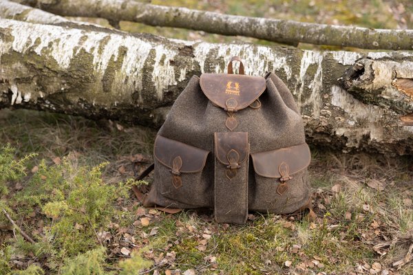 Nordforest Hunting Jagdrucksack Wollfilz 20L - Leiser, Robuster Wanderrucksack mit Lederdetails
