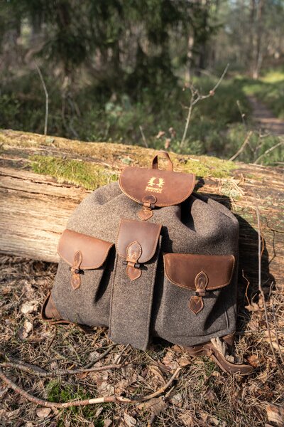 Nordforest Hunting Jagdrucksack Wollfilz 20L - Leiser, Robuster Wanderrucksack mit Lederdetails