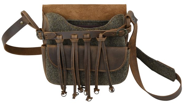 Nordforest Hunting Robuste Jagdtasche aus Wollfilz und Leder mit Hühnergalgen