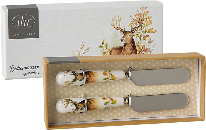 IHR Buttermesser Set: Elegante Edelstahlmesser mit Hirschmotiv, perfektes Geschenk
