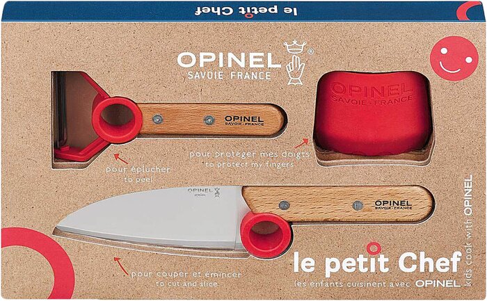Opinel Le Petit Chef Kinder-Küchenset mit Messer, Sparschäler und Fingerschutz