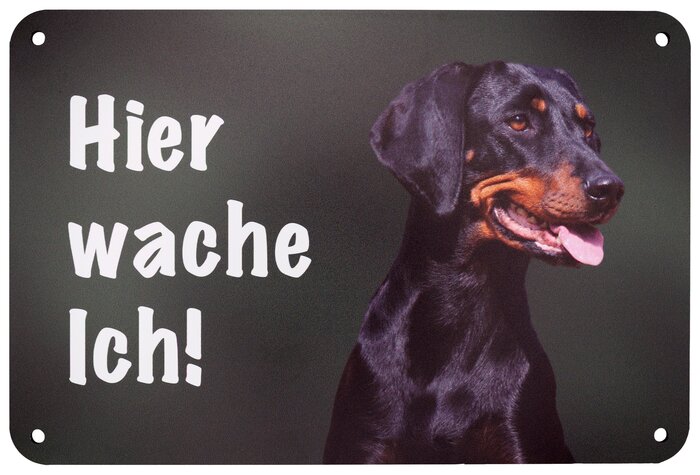 Wilde Hilde Original Robustes Hundeschild: Hier wache ich! Wetterfestes Aluminium-Warnschild mit Rasse-Motiv