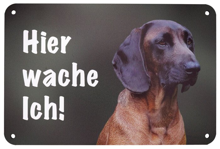 Wilde Hilde Original Robustes Hundeschild: Hier wache ich! Wetterfestes Aluminium-Warnschild mit Rasse-Motiv