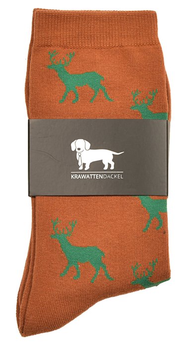 Krawattendackel Hirsch Socken: Bequeme, Trendige Baumwoll-Elasthan Socken mit Motiv