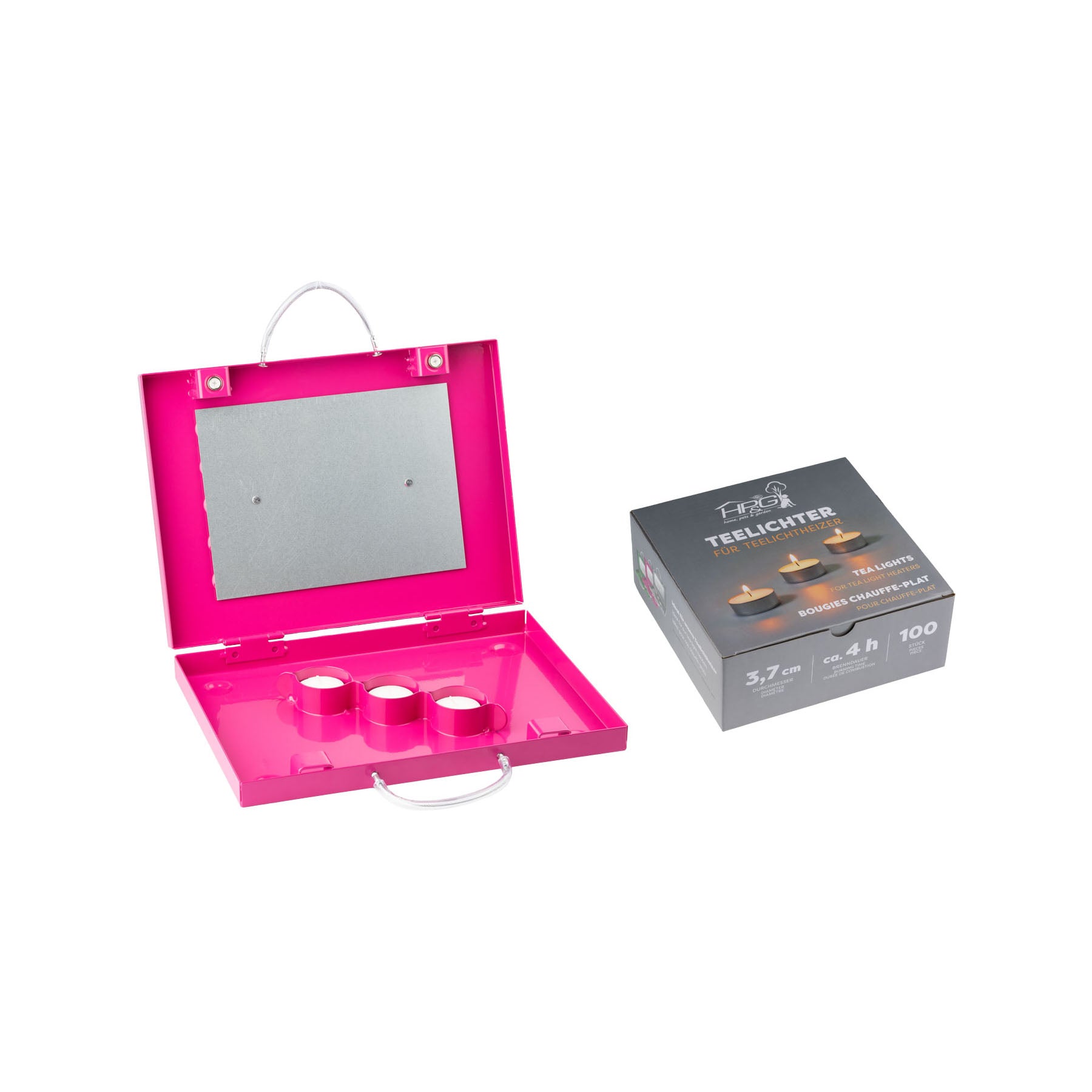 EUROHUNT Teelichtheizer Pink inklusive 100 Teelichter für Jagd Outdoor