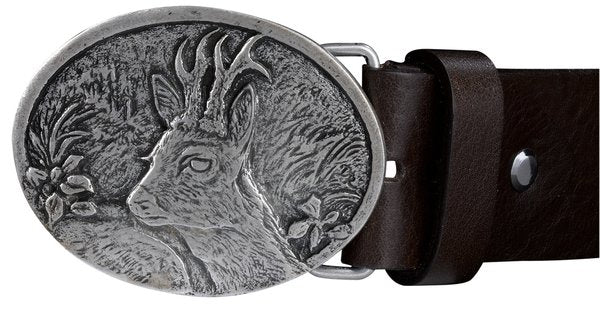 Edle Ovale Rehbock Gürtelschließe aus Metalllegierung für 4 cm breite Ledergürtel
