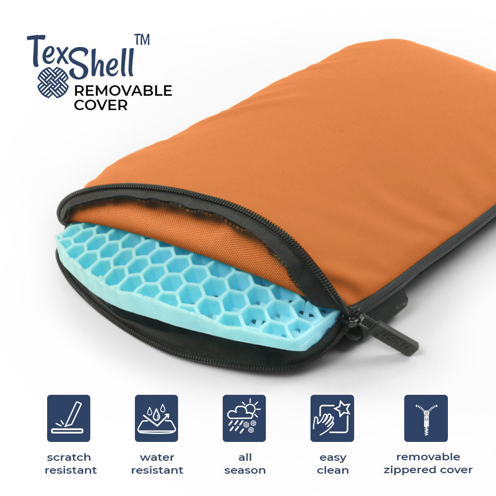 Kamper Outdoorsitzkissen Orange mit BEECELL Gelkern, wasserdicht, faltbar für Jagd & Camping