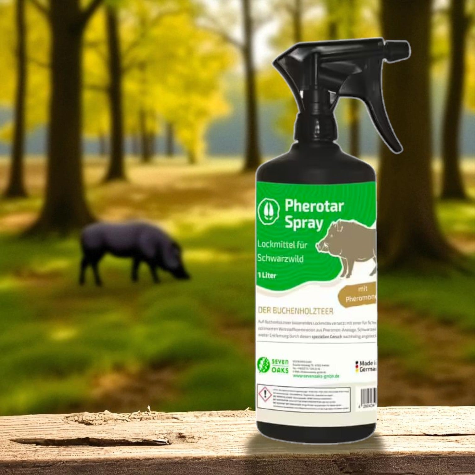 Pherotar Spray: Premium Buchenholzteer mit Pheromonen, 1 Liter, für Schwarzwild