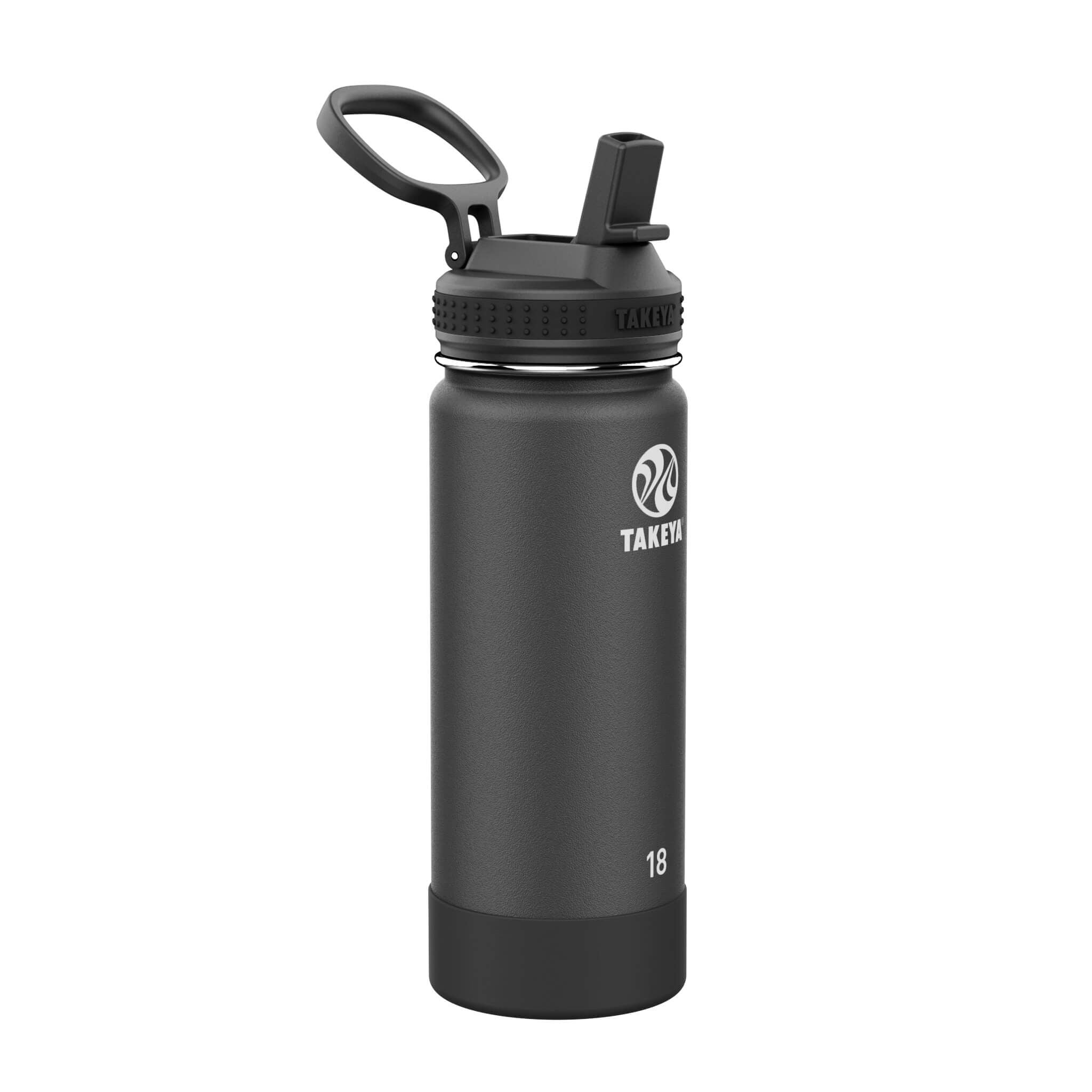 Takeya Actives Isolier-Trinkflasche 530ml Edelstahl mit Strohhalm für Sport & Freizeit